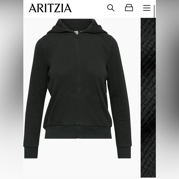 TNA waffle-zip hoodie in black - Picture 1 of 5